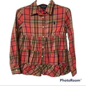 Polo Ralph Lauren plaid button down swing shirt dress size 8